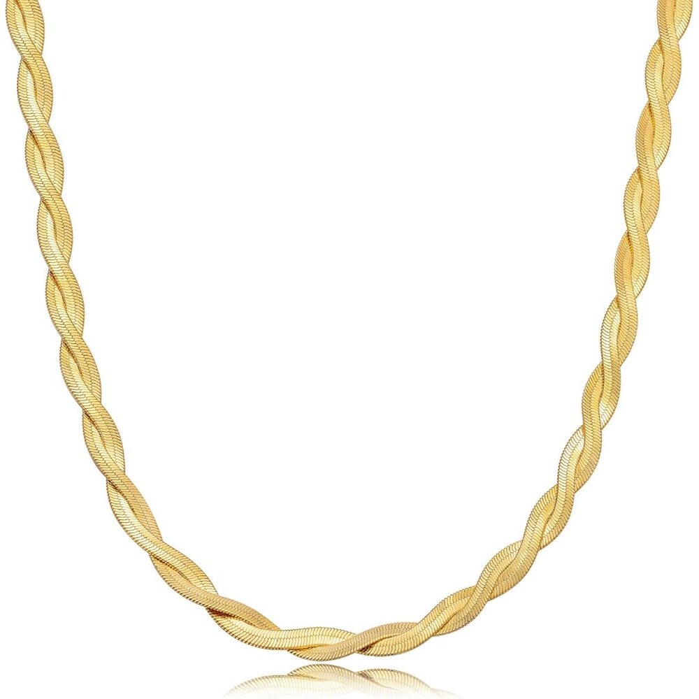 14K Gold/Silver Plated Snake Chain Necklace Herringbone Necklace Gold Choker Nec